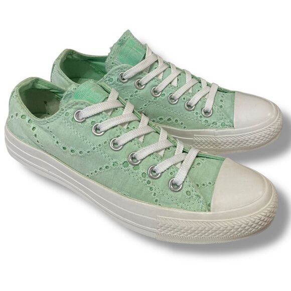 Converse Chuck Taylor All Star Lo Sneakers Eyelet CTAS Fabric Mint Green - Picture 1 of 9